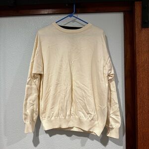 Tommy Hilfiger Men's Off-White Crewneck Gold Sweater, Size Large, 100% Cotton